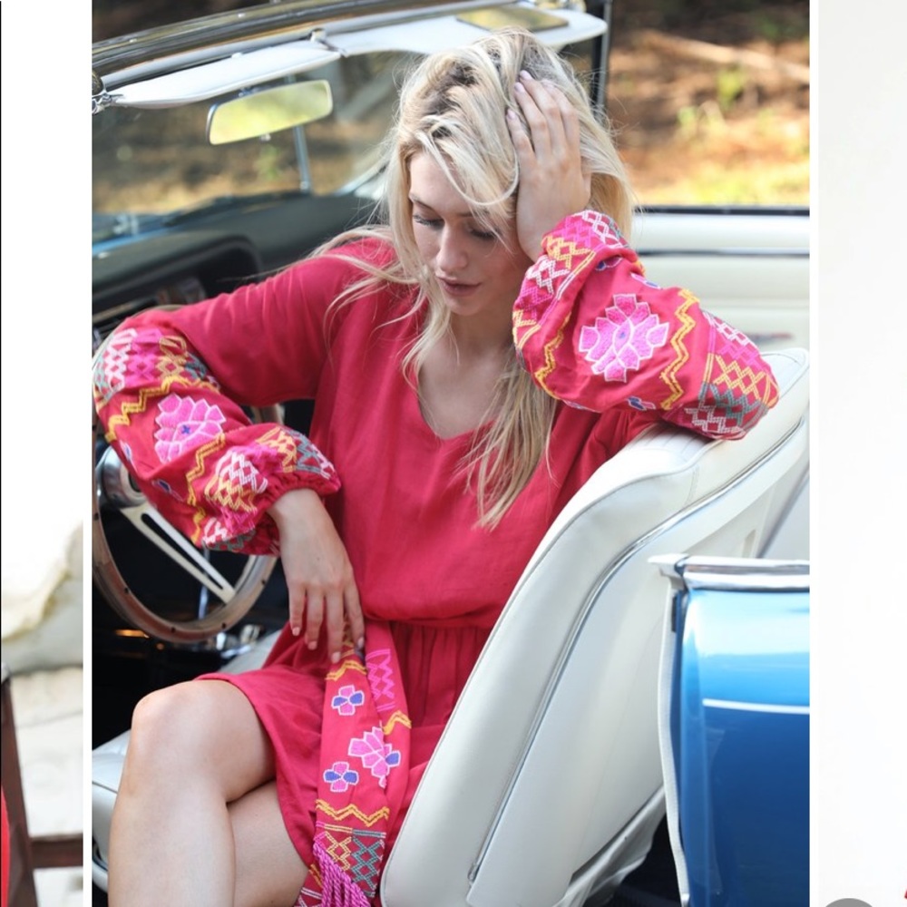 Judith March Embroidered Gypsy Knot Blouson Dress